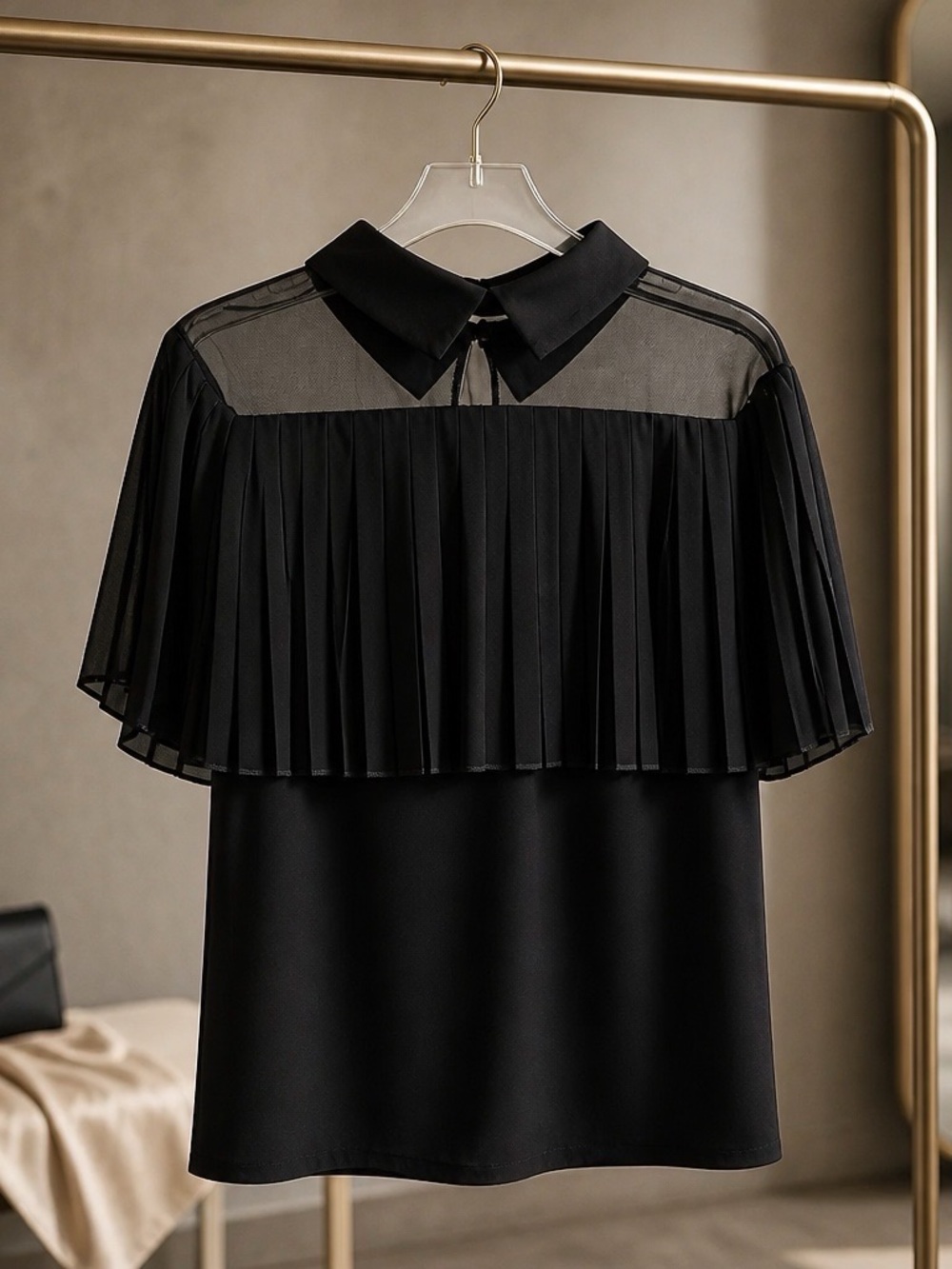forCynthia Pleated Sheer Yoke Blouse
Women’s Black Size small Business Formal
